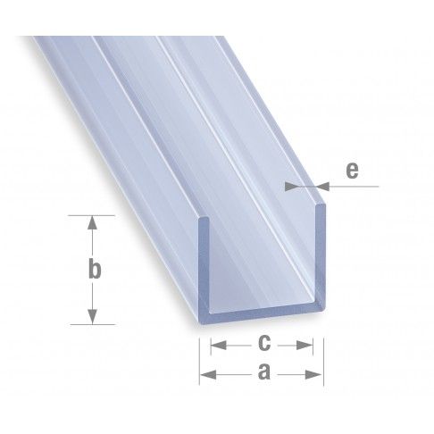 Perfil U PVC Transparente 18x10x16mm-2m Perfil U PVC Transparente 18x10x16mm-2m