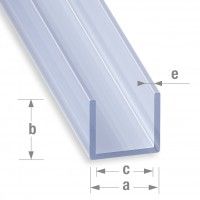 Perfil U PVC Transparente 18x10x16mm-2m Perfil U PVC Transparente 18x10x16mm-2m