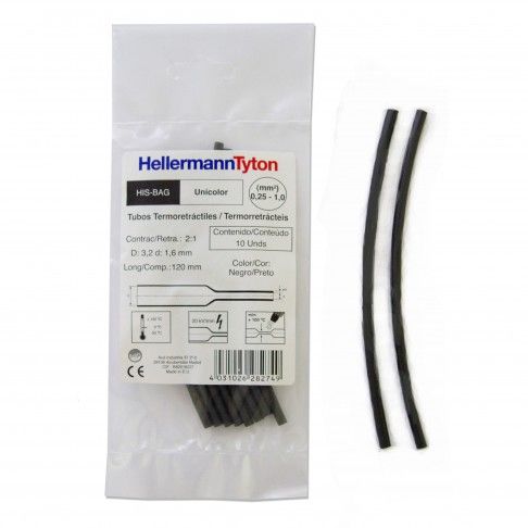 Tubo Termo Retratil 32diam 3,2mm Preto 10 unidades Tubo Termo Retratil 32diam 3,2mm Preto 10 unidades