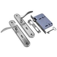 Conjunto Puxador Niquel Mate+ Fechadura Conjunto Puxador Niquel Mate+ Fechadura