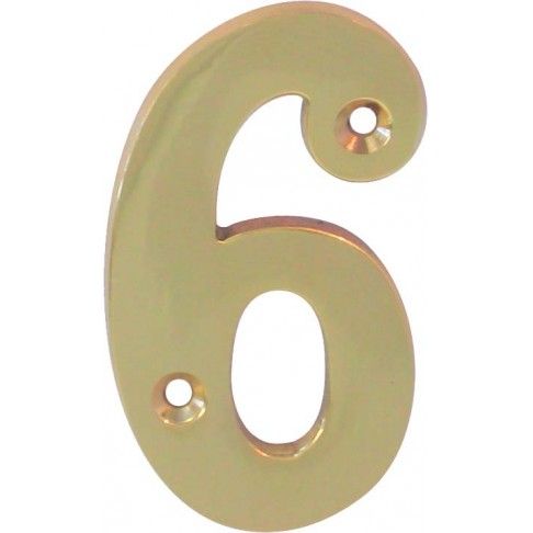 Algarismo 6 Latão Polido 65mm Algarismo 6 Latão Polido 65mm