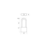 Cadeado Latão 25mm 3 Chaves Arco Longo Cadeado Latão 25mm 3 Chaves Arco Longo
