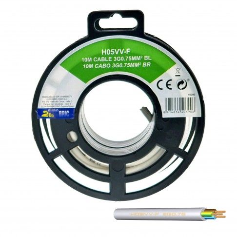 Cabo Ho5 Vv-F 3g0.75mm² Branco 10m Cabo Ho5 Vv-F 3g0.75mm² Branco 10m