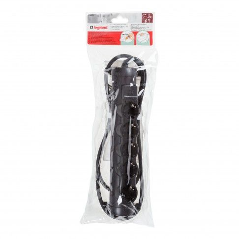 Bloco Tomada 5x2p+T Antracite 1,5m