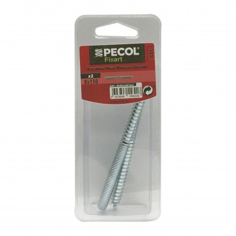 Parafuso Duas Roscas M8x110 Aço P.A Bl 2 Parafuso Duas Roscas M8x110 Aço P.A Bl 2