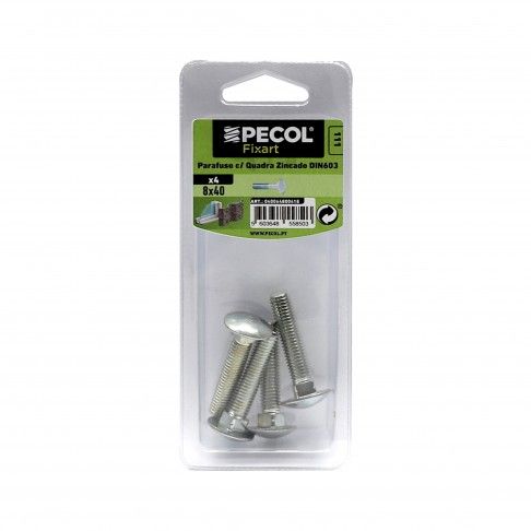 Parafuso Cabeça Quadrada M8x40 Fe Zn Bl 6 Parafuso Cabeça Quadrada M8x40 Fe Zn Bl 6