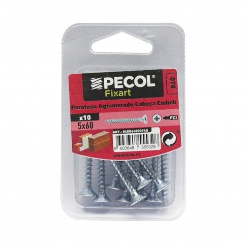 Parafuso Aglomerado Cabeça Embeber Pz 5x60 Zn Bl 10 Parafuso Aglomerado Cabeça Embeber Pz 5x60 Zn Bl 10