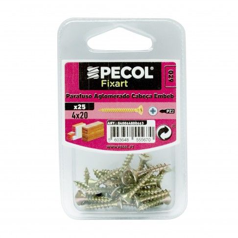 Parafuso Aglomerado Cabeça Embeber Pz 4x20 Laton Bl 25 Parafuso Aglomerado Cabeça Embeber Pz 4x20 Laton Bl 25