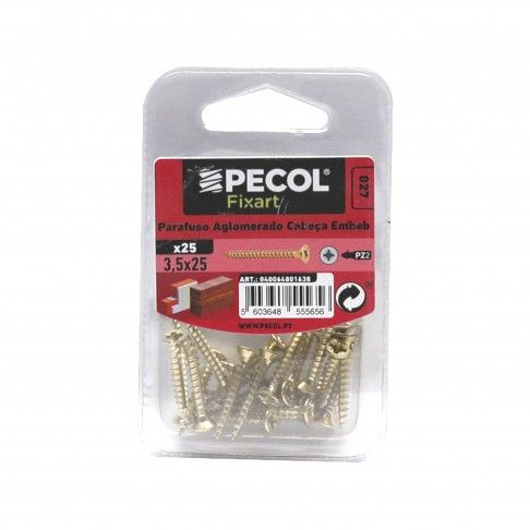 Parafuso Aglomerado Cabeça Embeber Pz 3,5x25 Laton Bl 25 Parafuso Aglomerado Cabeça Embeber Pz 3,5x25 Laton Bl 25