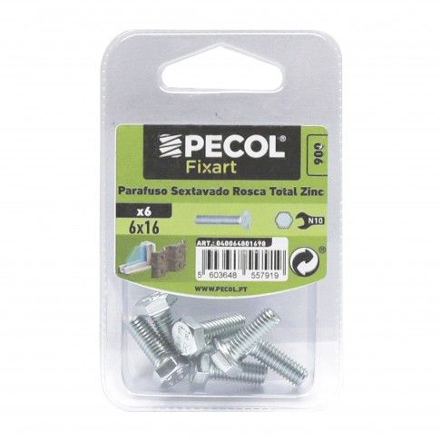 Parafuso Sextavado Rosca Total 6.8 M6x16 Zn Bl 6 Parafuso Sextavado Rosca Total 6.8 M6x16 Zn Bl 6