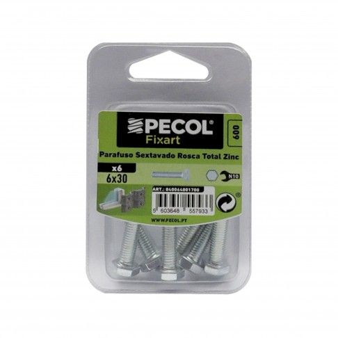 Parafuso Sextavado Rosca Total 6.8 M6x30 Zn Bl 6 Parafuso Sextavado Rosca Total 6.8 M6x30 Zn Bl 6
