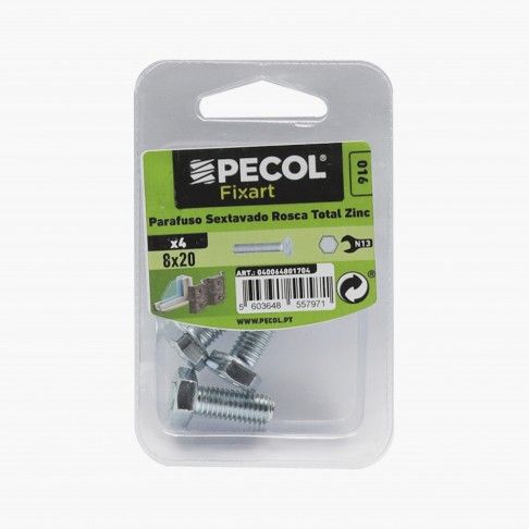 Parafuso Sextavado Rosca Total 6.8 M8x20 Zn Bl 4 Parafuso Sextavado Rosca Total 6.8 M8x20 Zn Bl 4