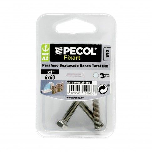 Parafuso Sextavado Rosca Total A2 M6x60 Inox Bl 5 Parafuso Sextavado Rosca Total A2 M6x60 Inox Bl 5