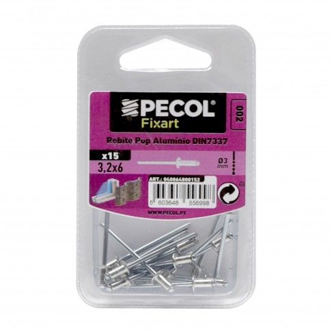 Rebites Pop 3,2x6 Alumino Bl 15 Rebites Pop 3,2x6 Alumino Bl 15