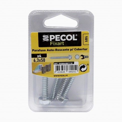 Parafuso p/ cobertura Aço Zincado 6,3x50 Bl 4 Parafuso p/ cobertura Aço Zincado 6,3x50 Bl 4