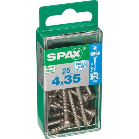 Parafuso Madeira Cabeça Plana Inox Tx 4x35 25un Parafuso Madeira Cabeça Plana Inox Tx 4x35 25un