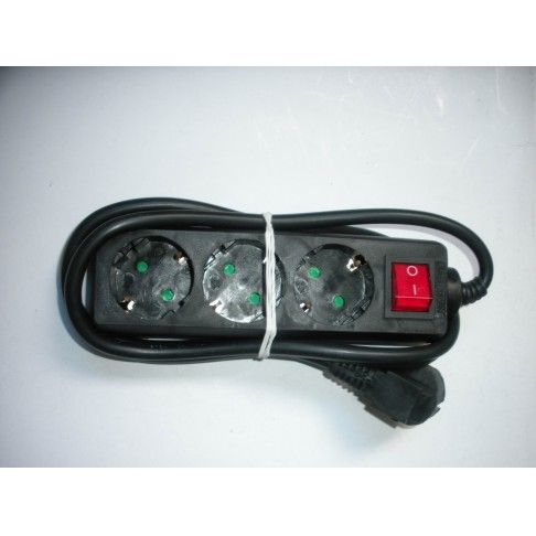 Bloco 3 Tomadas Com Interruptor e Cabo 1.5mx1.5mm Preto Bloco 3 Tomadas Com Interruptor e Cabo 1.5mx1.5mm Preto