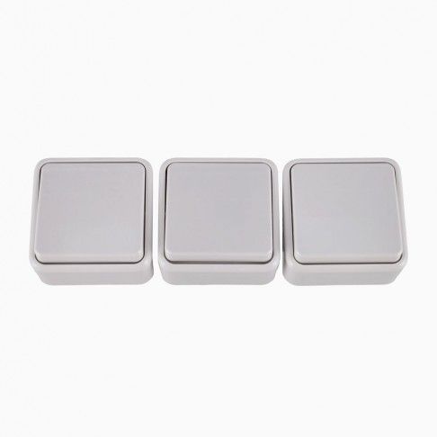 Pack 3 Interruptores Saliente Branco Pack 3 Interruptores Saliente Branco