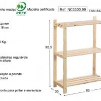Estante Pinho 3 prateleiras 922x300x650mm Estante Pinho 3 prateleiras 922x300x650mm