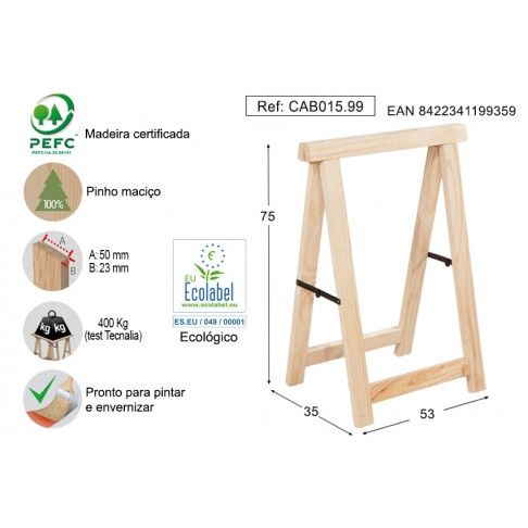 Cavalete Em Pinho 5x50cm 400kg Cavalete Em Pinho 5x50cm 400kg