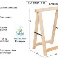 Cavalete Em Pinho 5x50cm 400kg Cavalete Em Pinho 5x50cm 400kg