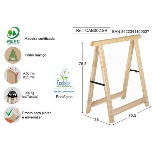 Cavalete Em Pinho 75,5x73,5cm 800kg Cavalete Em Pinho 75,5x73,5cm 800kg