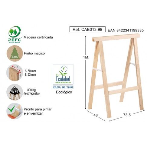 Cavalete Em Pinho 100x73,5cm 800kg Cavalete Em Pinho 100x73,5cm 800kg