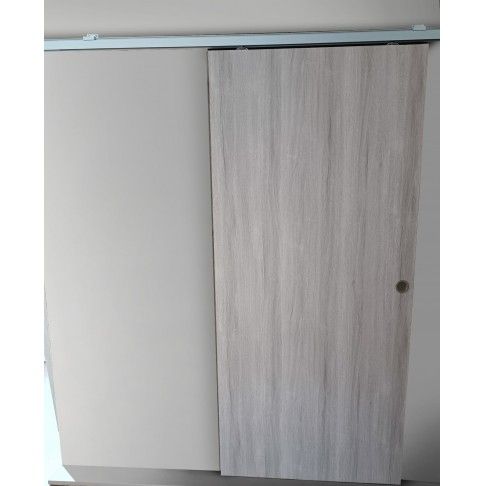 Kit Porta+Sistema Correr 200x90 Carvalho-111 Kit Porta+Sistema Correr 200x90 Carvalho-111