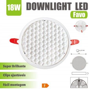 Downlight Led Favo 17cm 18w 1800lm