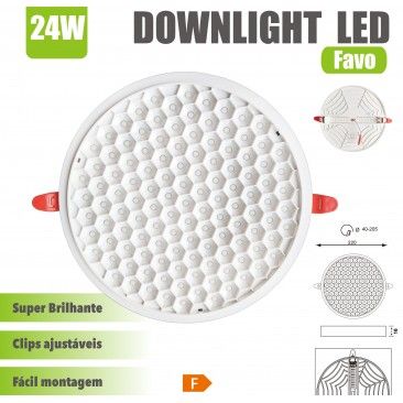 Downlight Led Favo 22.5cm 24w 2400lm