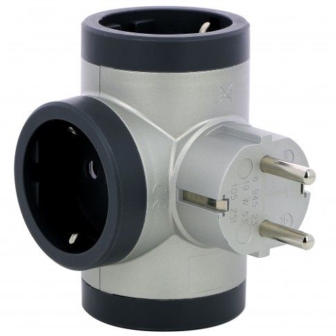 Ficha Tripla 2p+T Lateral Preto Ficha Tripla 2p+T Lateral Preto