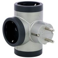 Ficha Tripla 2p+T Lateral Preto Ficha Tripla 2p+T Lateral Preto