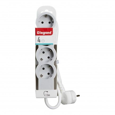 Bloco Tomadas 4x2p+T 1,5mt Branco/ Cinza Bloco Tomadas 4x2p+T 1,5mt Branco/ Cinza