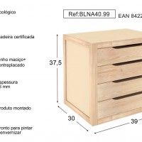 Módulo 4 Gavetas Pinho 390x300x375mm Módulo 4 Gavetas Pinho 390x300x375mm