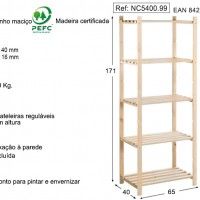 Estante Pinho 5 prateleiras 1710x400x650mm Estante Pinho 5 prateleiras 1710x400x650mm