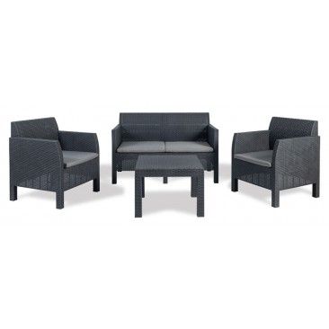 CONJUNTO RATTAN MATILDE ANTRACITE 4 LUGARES
