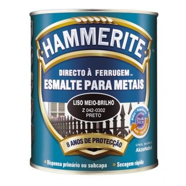 Esmalte Hammerite Meio Brilho Antiox Preto 0,75l