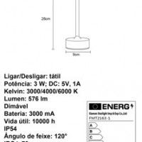 Candeeiro Mesa Smooth LED Interior/Exterior a Bateria Silver Candeeiro Mesa Smooth LED Interior/Exterior a Bateria Silver