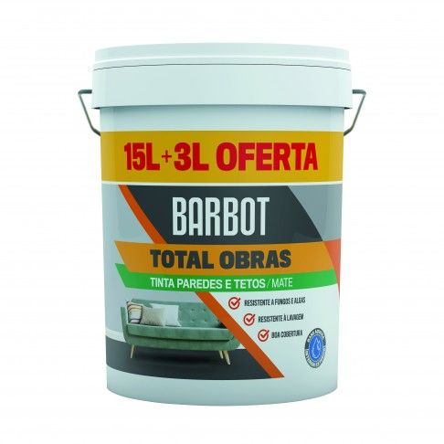 Tinta Total Obras Interior/Exterior Mate Branca 15+3l Tinta Total Obras Interior/Exterior Mate Branca 15+3l