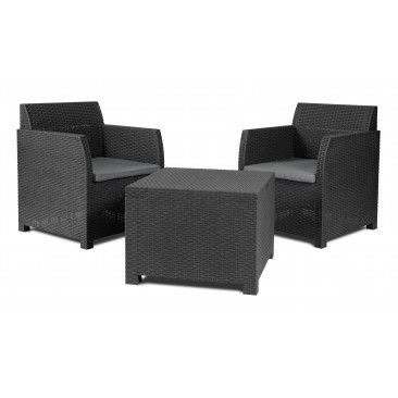 Conjunto Rattan Artemide Antracite 2 Lugares