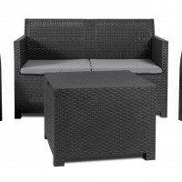 Conjunto Rattan Artemide Antracite 4 Lugares Conjunto Rattan Artemide Antracite 4 Lugares