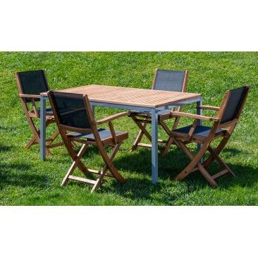 Pack Accia Mesa Metal + 4 Cadeiras c/ Braos antracite