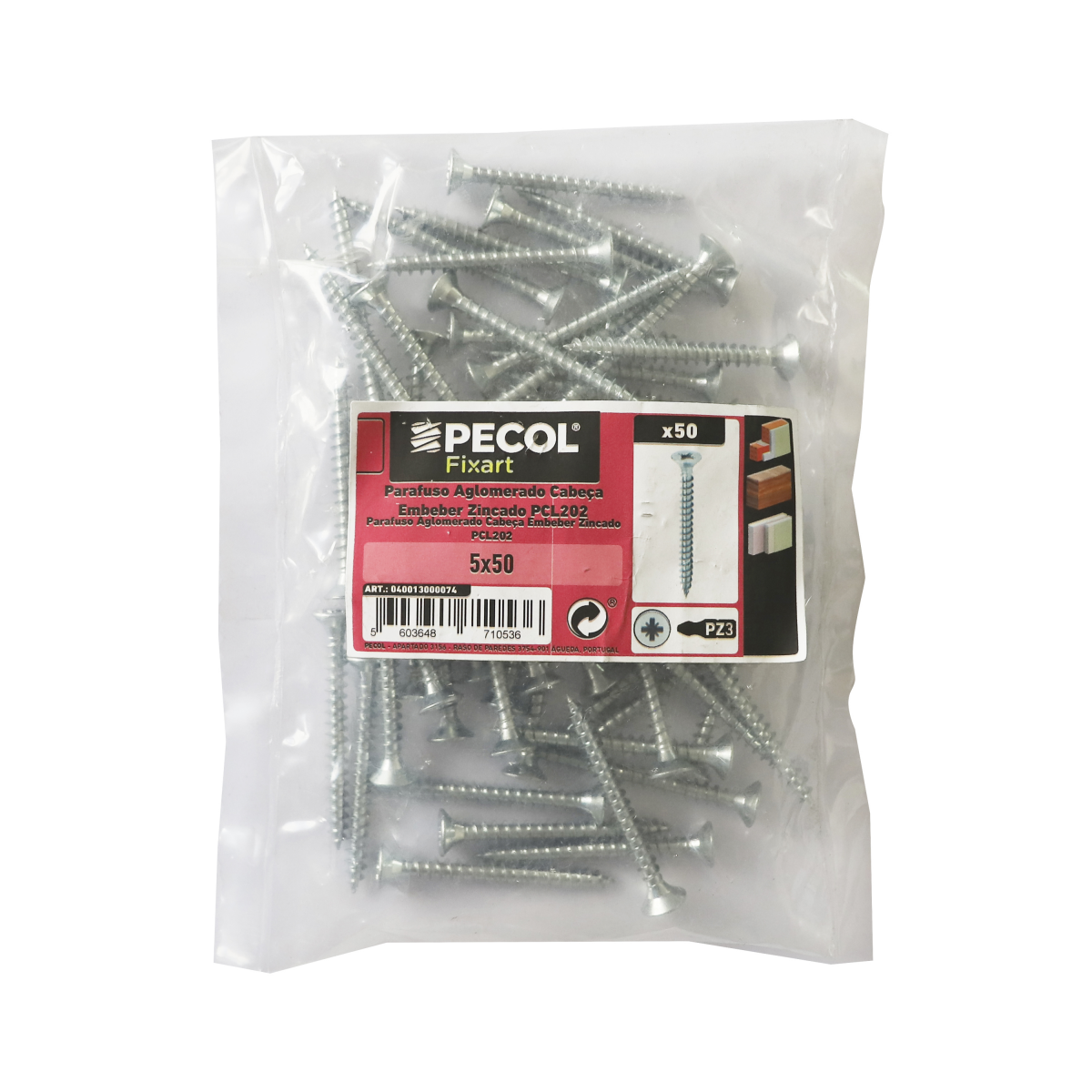 Parafuso Aglomerado Cabeça Embeber 5x50 - 10071998 - MaxMat